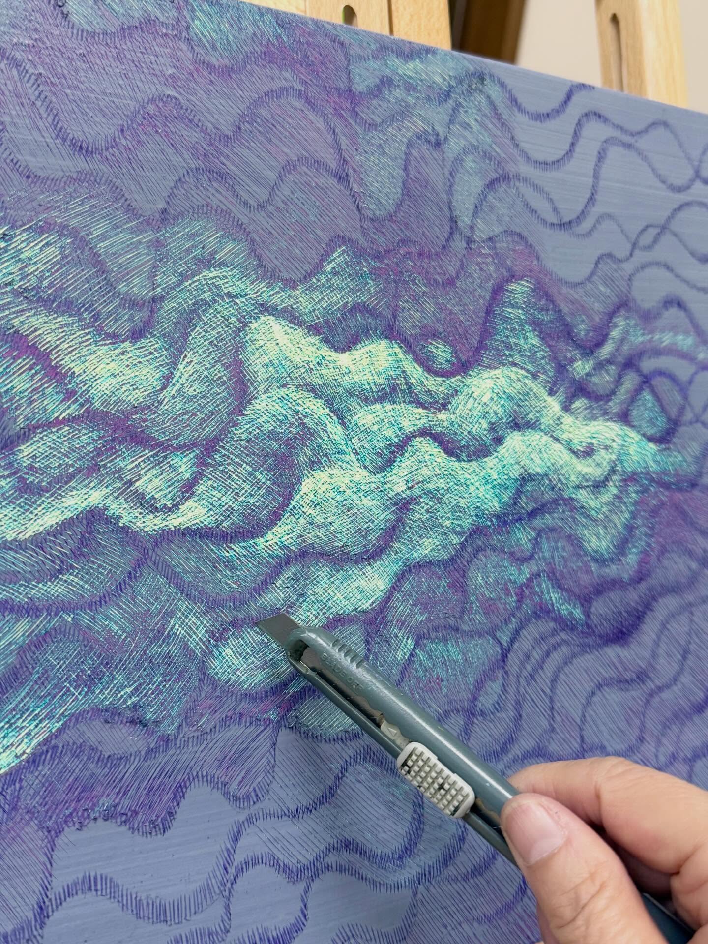 scratching on canvas