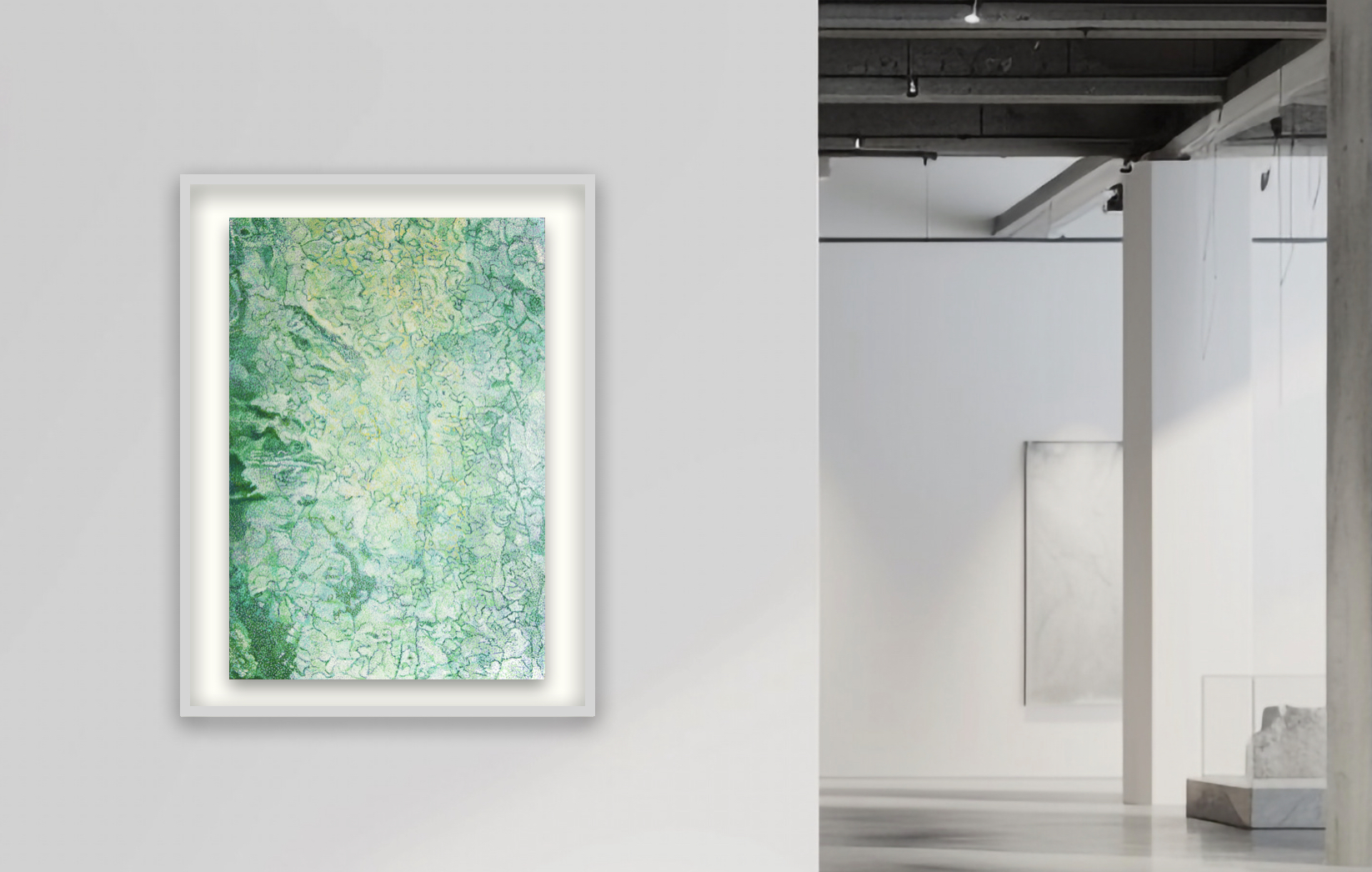 作品「緑の開示」額装・展示画像