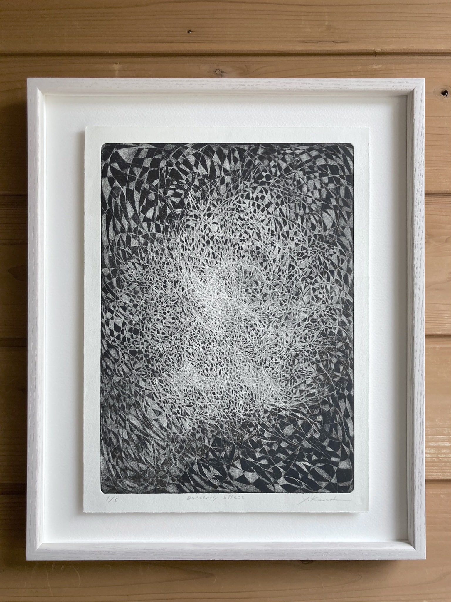 butterfly effect(地球の裏側の蝶）額装展示画像