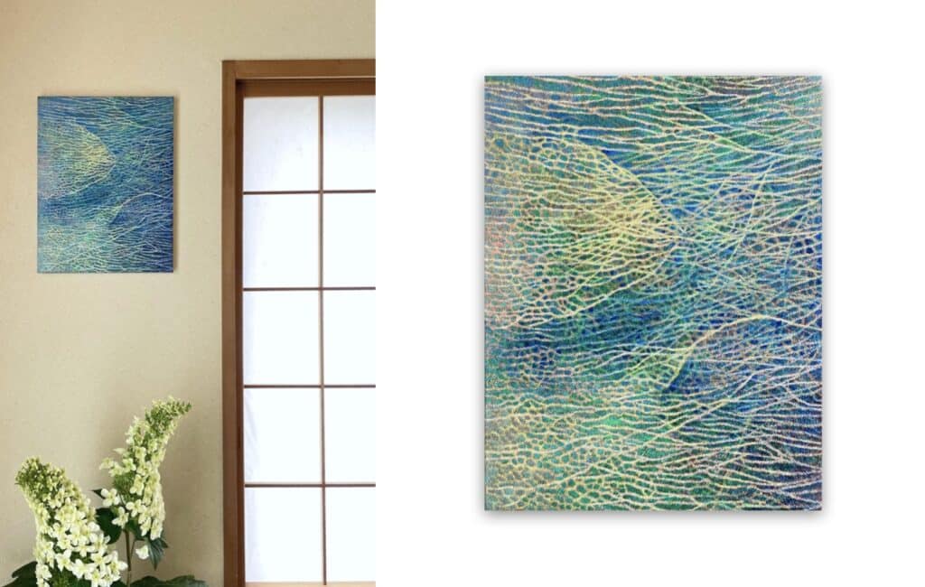 千葉県O様所蔵作品「花浮波」和室展示風景2