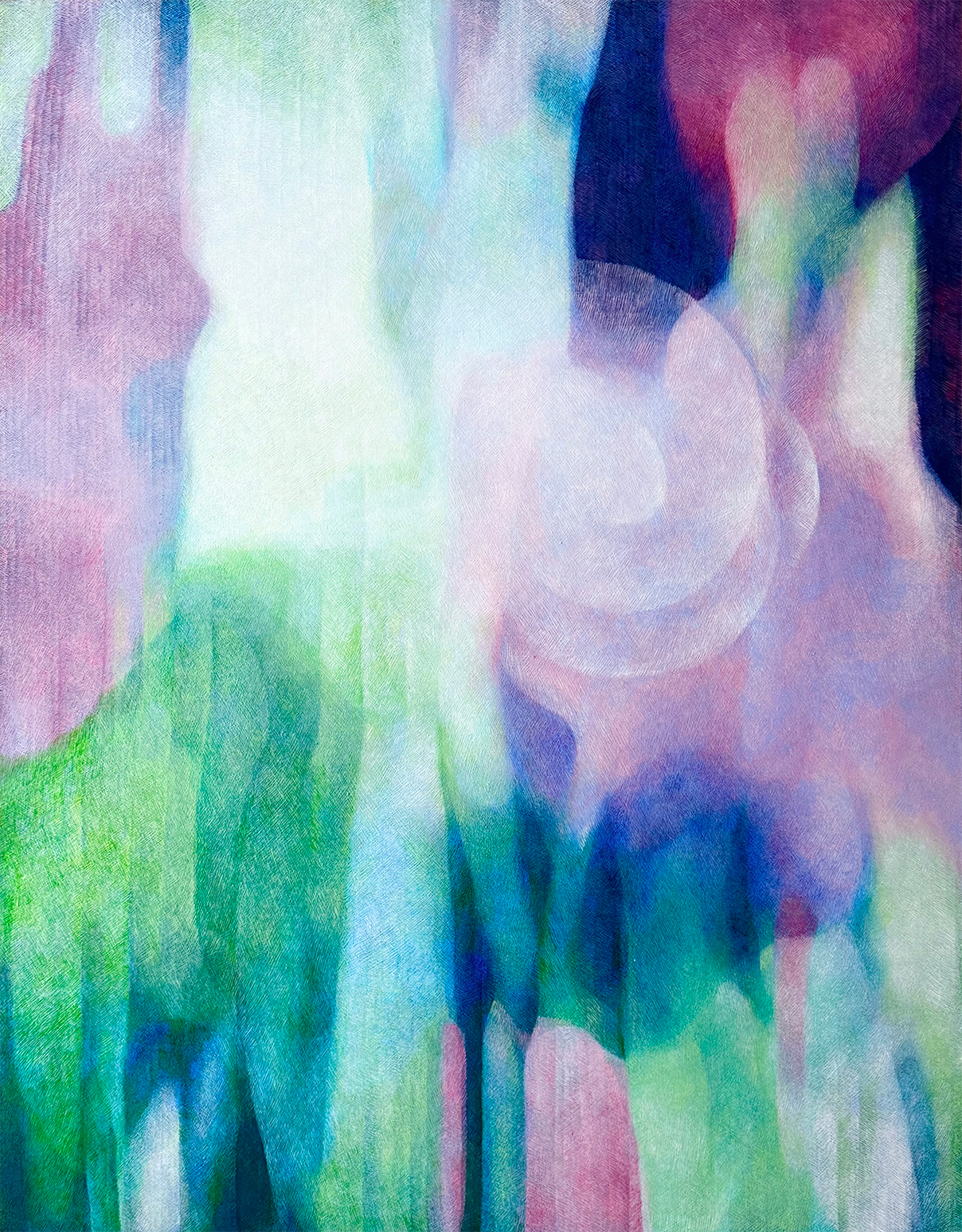 油彩画「微笑みの時空」作品画像