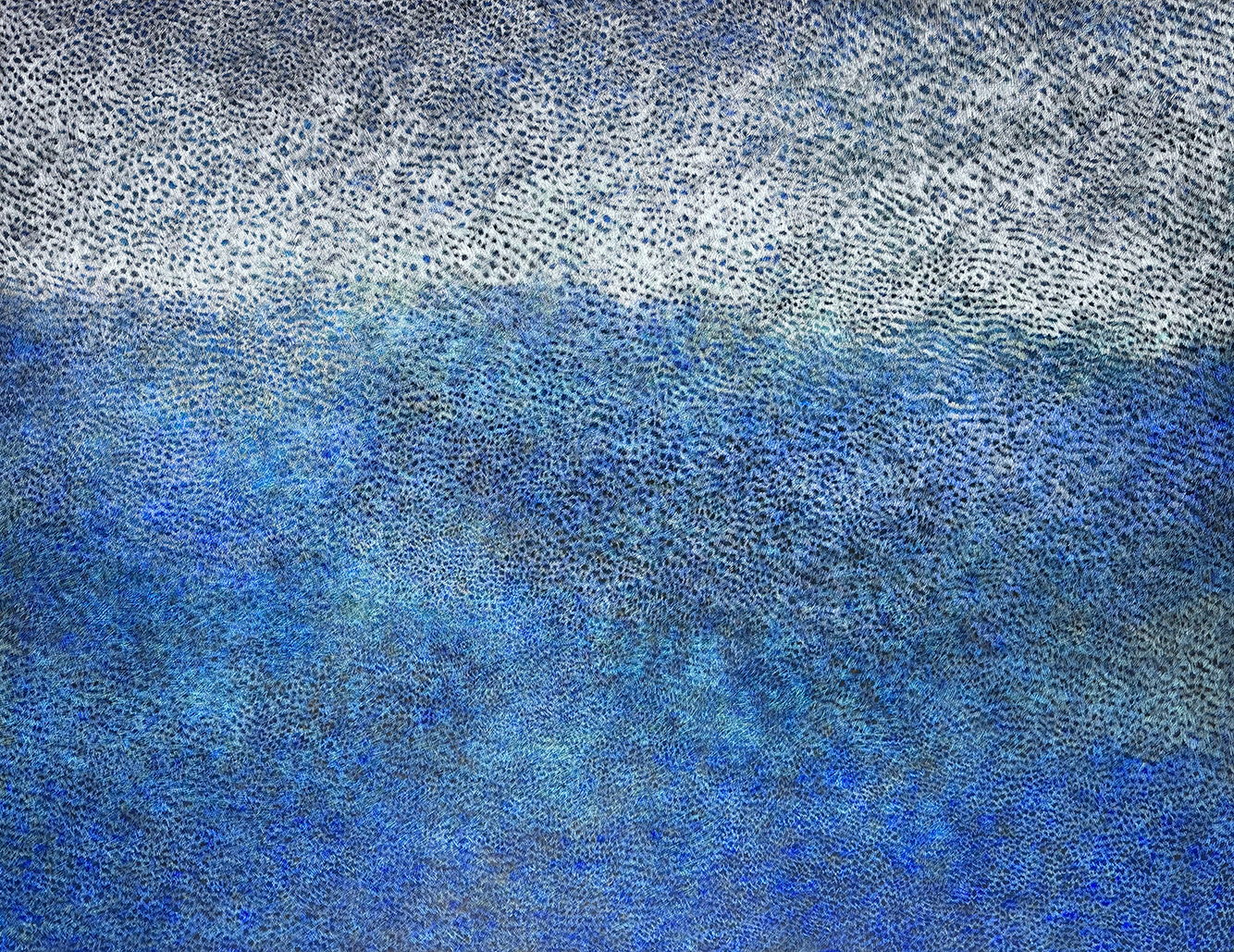 YUKO KAWADA, 時の細波, Ripples of Time, 2026, scratch and hatching, acrylic gouache on canvas, 145.5x112cm