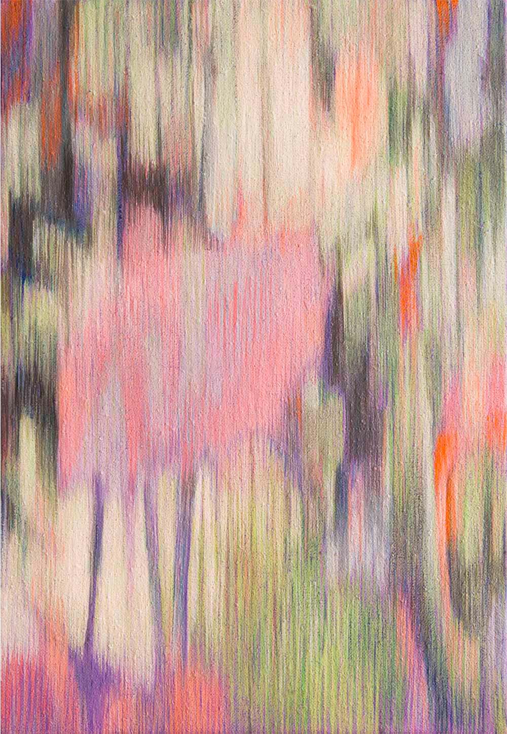 油彩画「とおり雨ー花」