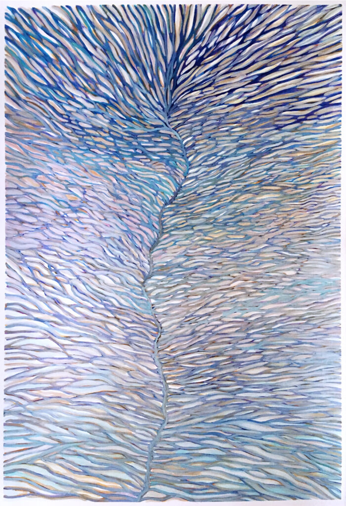 "Blue Snowy Path" (2017) by Yuko Kawada, watercolor on paper, 54.5 x 37 cm