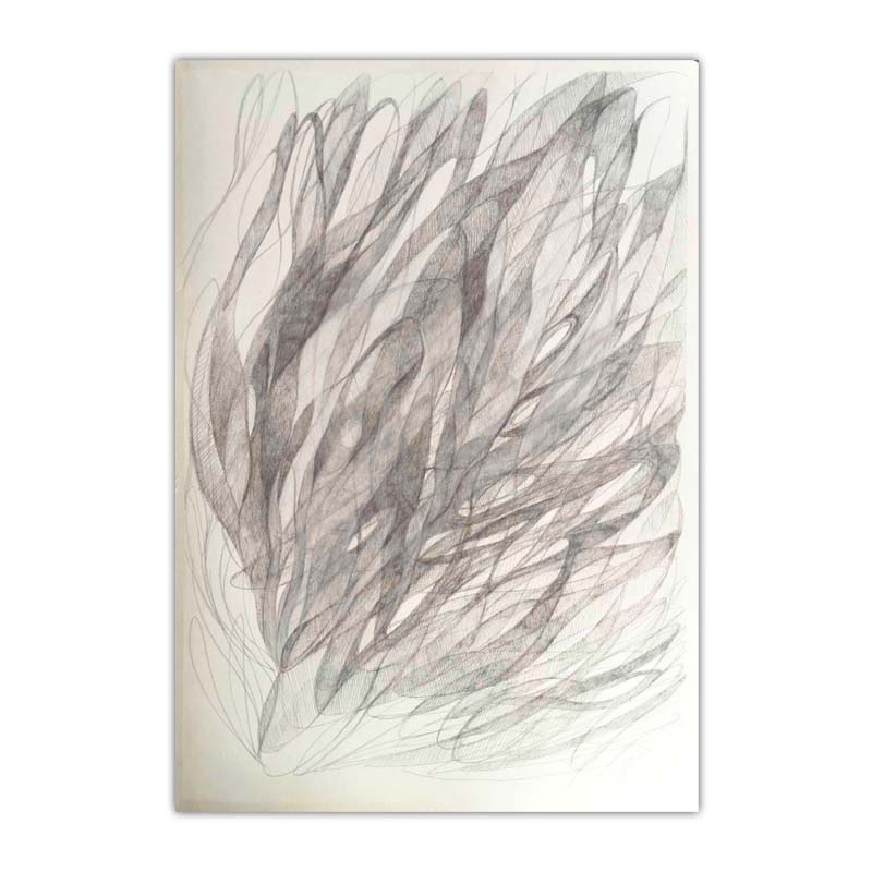Ha no Zanzou (Traces of Leaves), silverpoint drawing on prepared Moleskine paper by Yuko Kawada