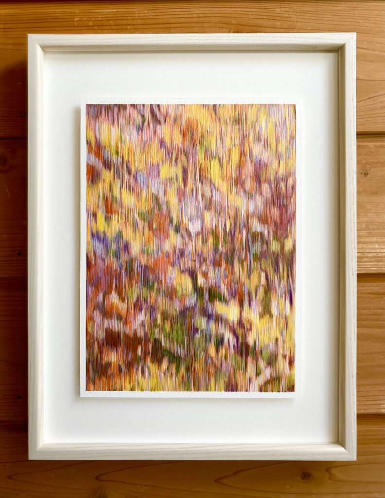 Hidamari no Mori (Sunny Forest), oil drawing on prepared paper by Yuko Kawada