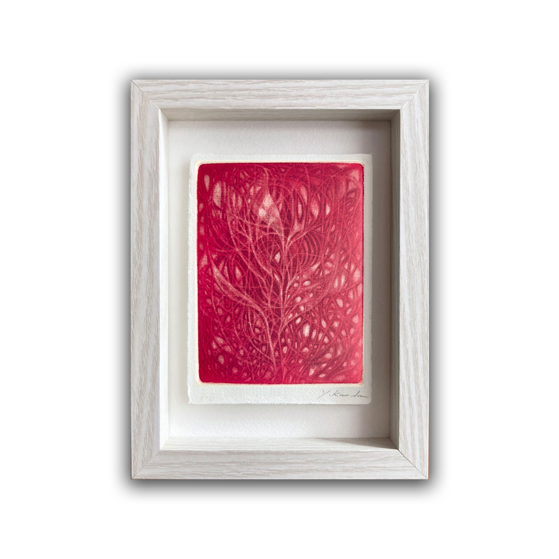 火星の蕾／Bud of Mars - メゾチント／Mezzotint - 額装付／Framed